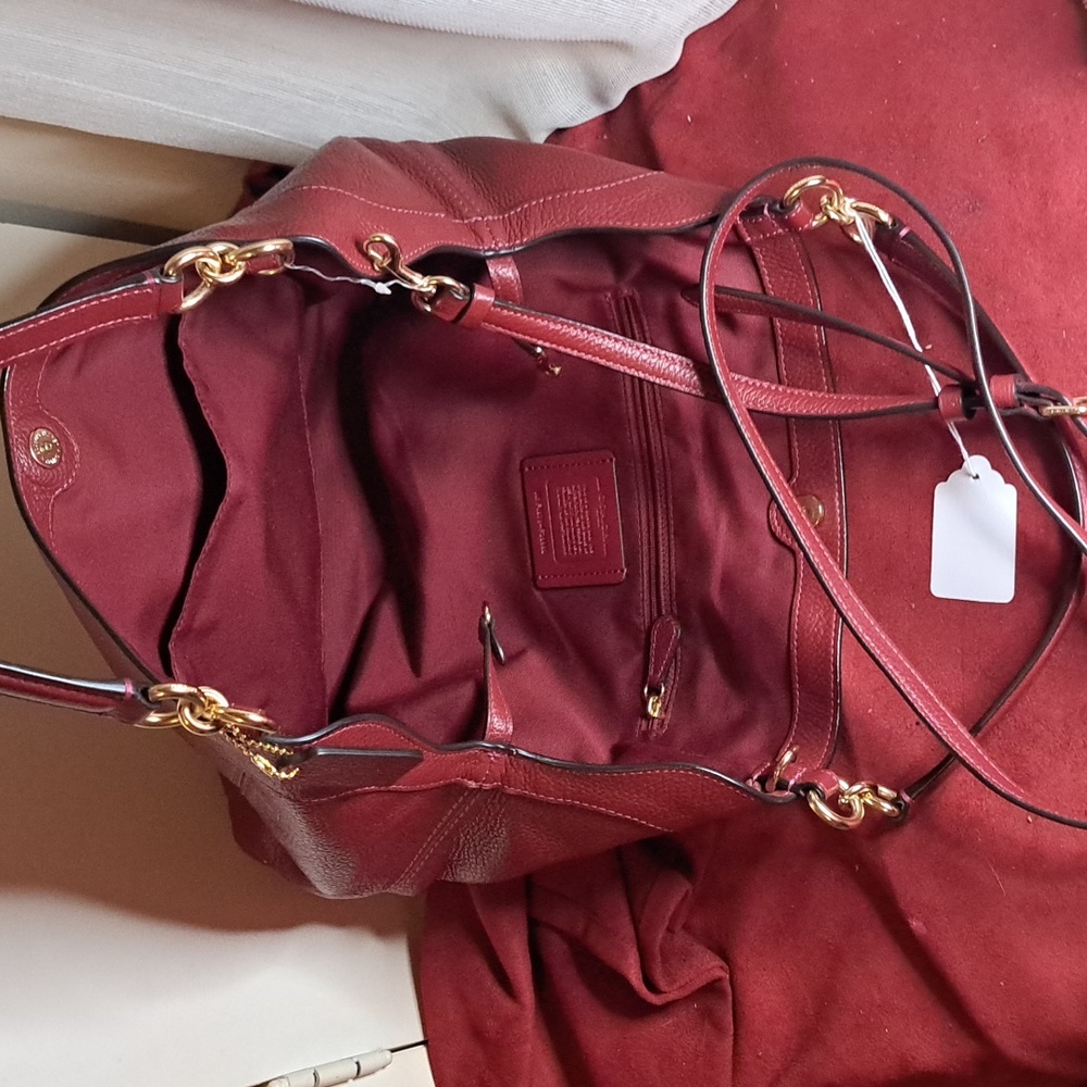 NEW Coach Lexy Pebble Soft Dark Red Leather Satchel Crossbody - Picture 9 of 9